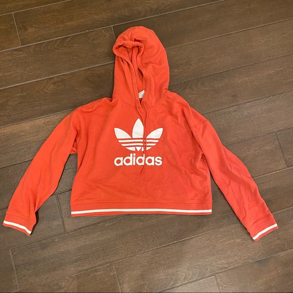 Cropped Orange Adidas Sweatshirt, Good Condition, size Medium